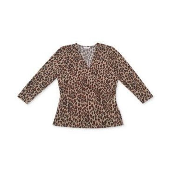 Charter Club Women S 3/4 Sleeve Crossover V Neck Blouse Brown Size Medium - Picture 1 of 1